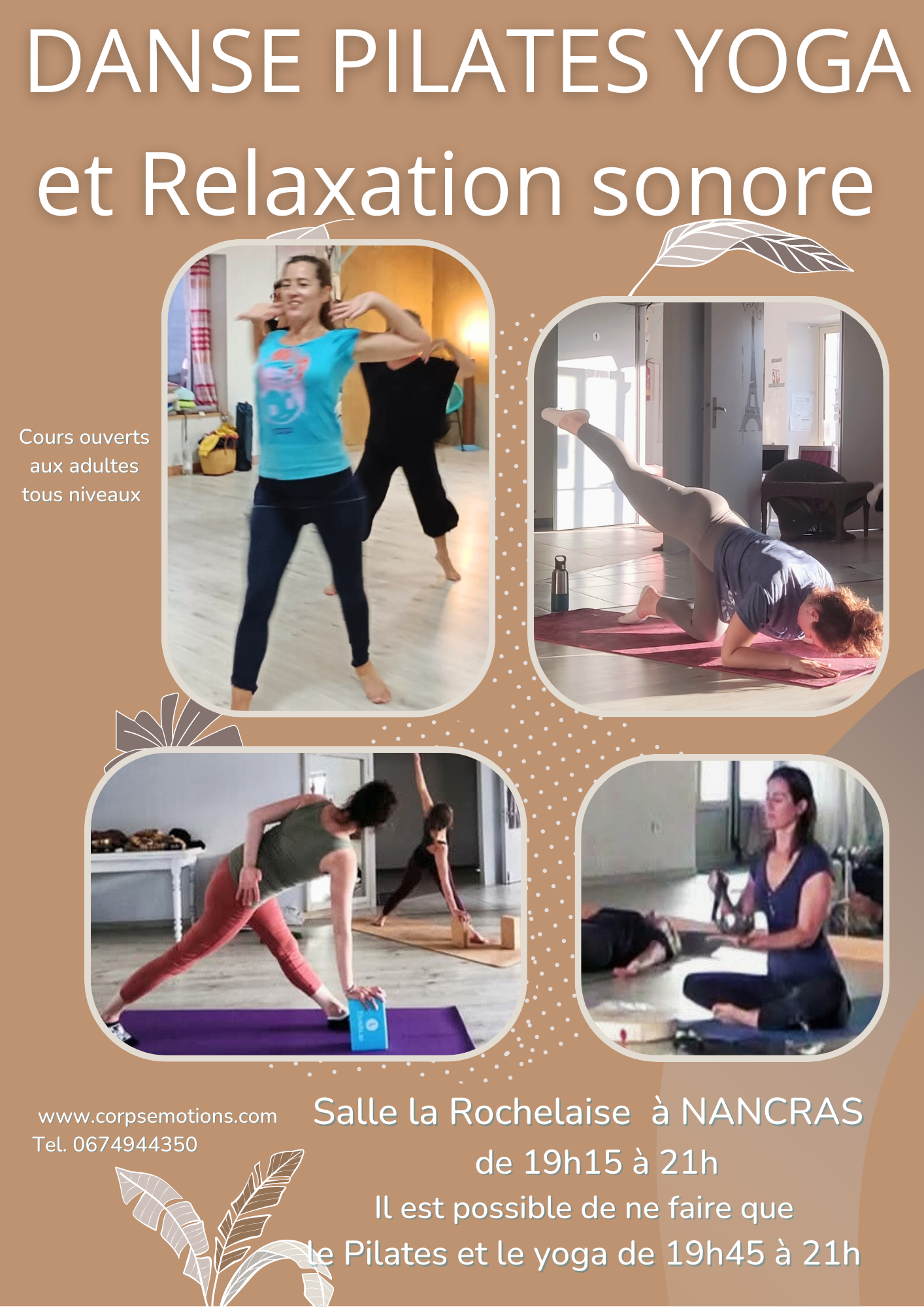 Beige Et Gris Club Yoga Moderne D Grad Feuillages Affiche 20250819 022053 0000